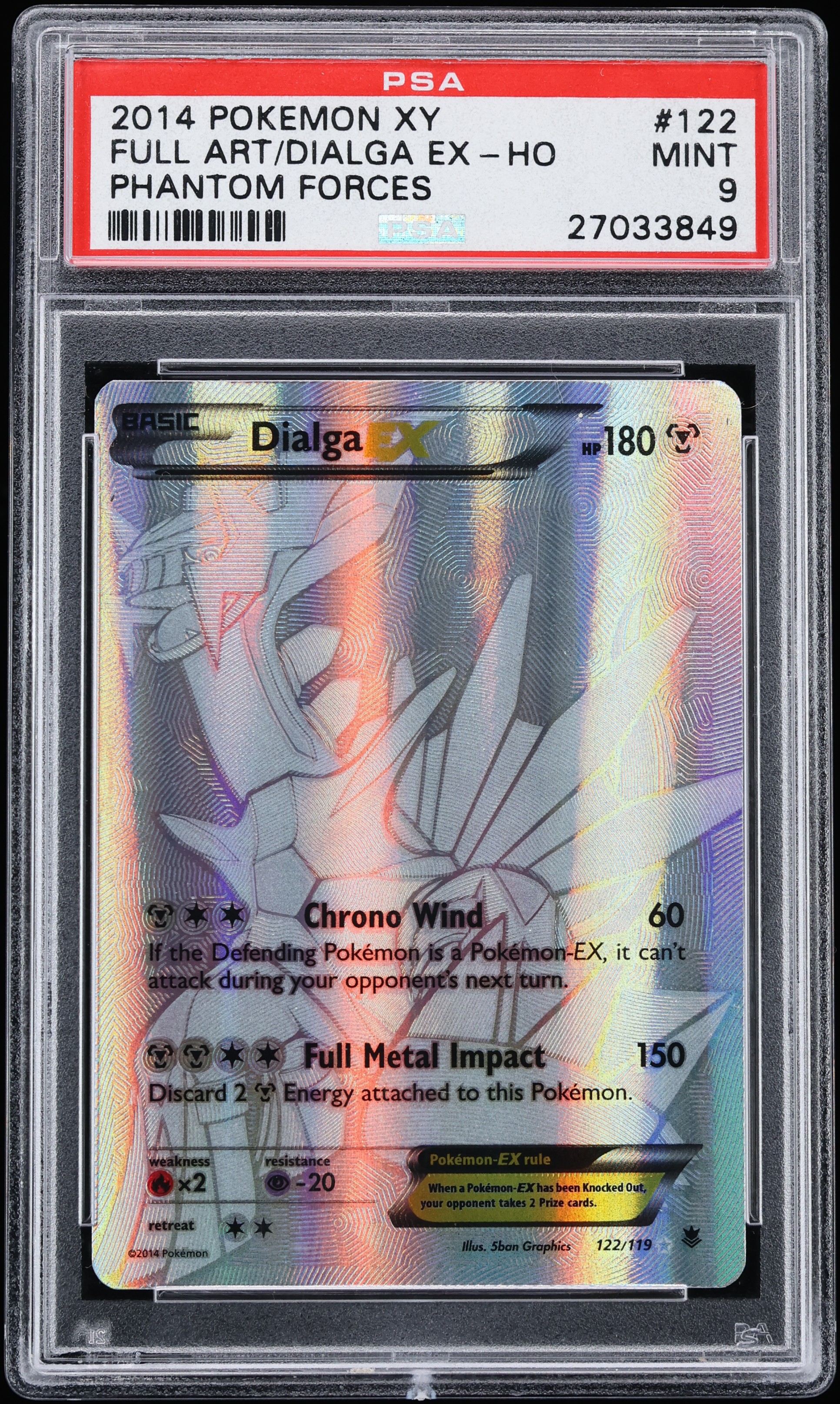 2014 Pokemon XY Phantom Forces Full Art Dialga Ex #122 PSA 9 MINT