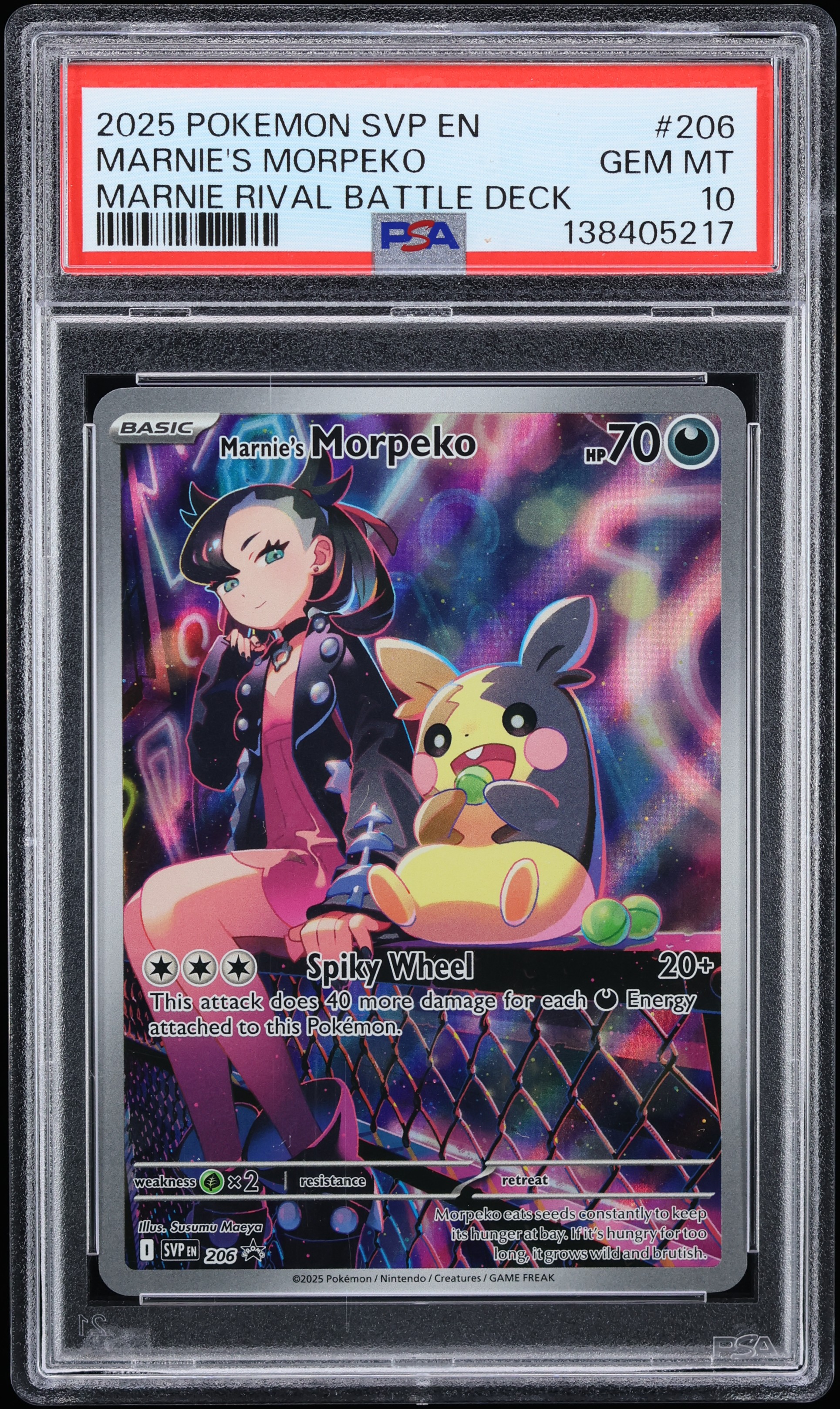 2025 Pokemon Scarlet & Violet Promo Rival Battle Deck Full Art Marnie's Morpeko #206 PSA 10 GEM