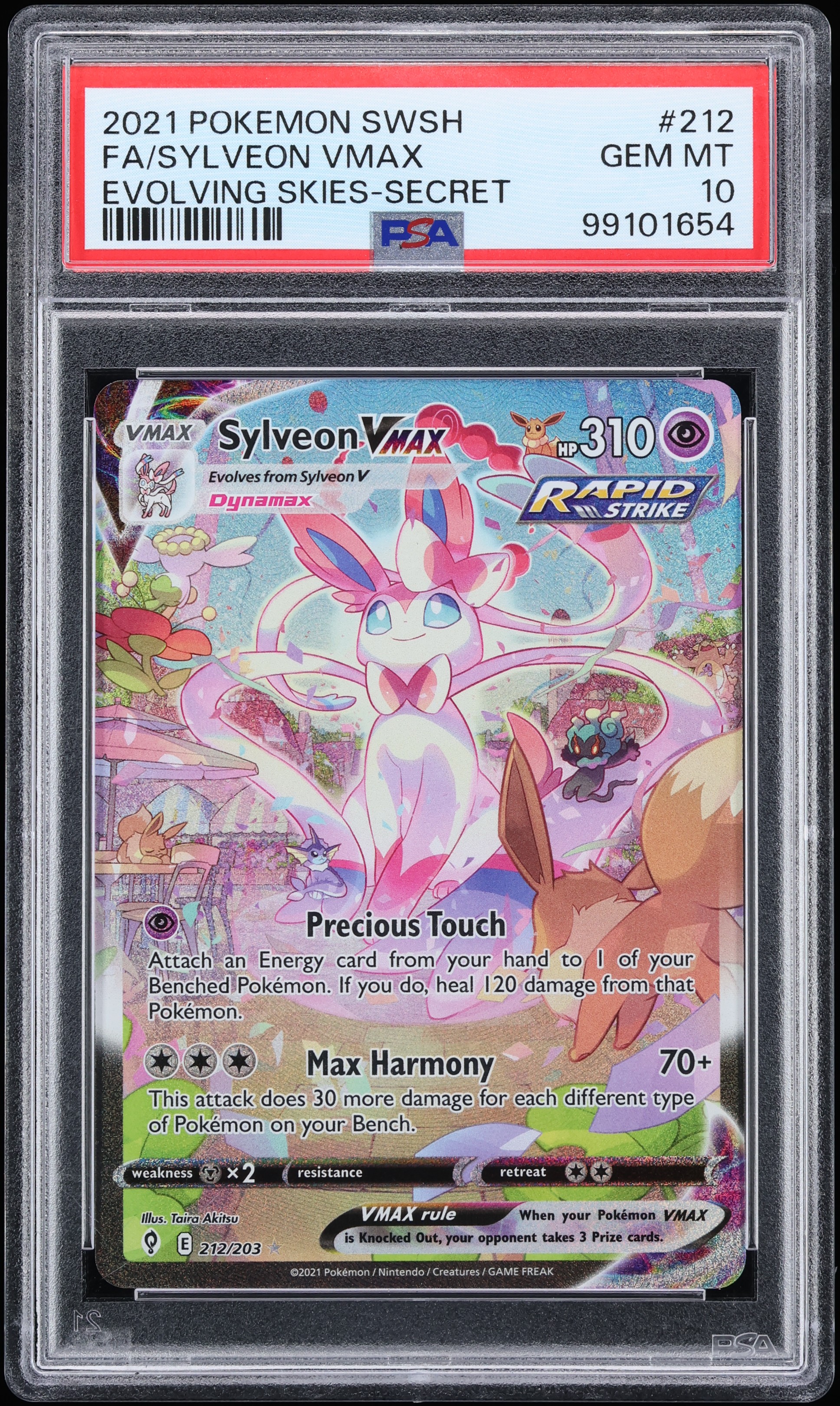 2021 Pokemon Sword & Shield Evolving Skies SEC Sylveon VMAX #212 PSA 10 GEM MINT