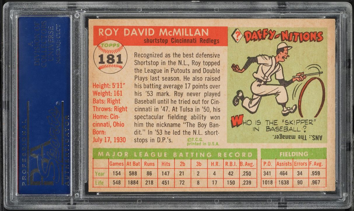 1955 Topps Roy McMillan #181 PSA 6 EXMT