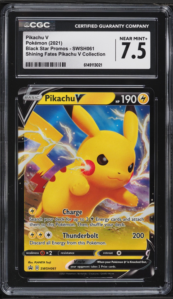 2021 Pokemon Sword & Shield Promo Shining Fates Collection Pikachu V #SWSH061 CGC 7.5 NRMT+