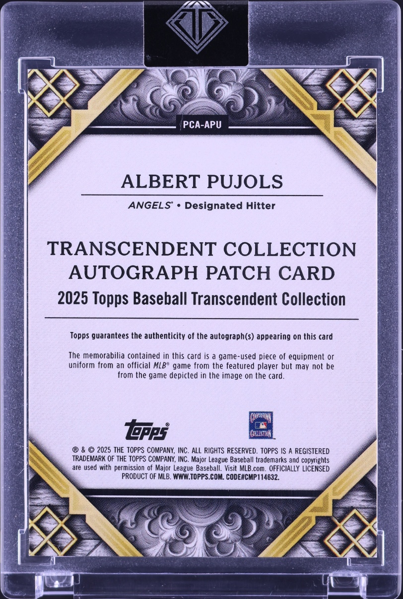 2025 Topps Transcendent Collection Emerald Albert Pujols PATCH AUTO /5 #PCA-APU