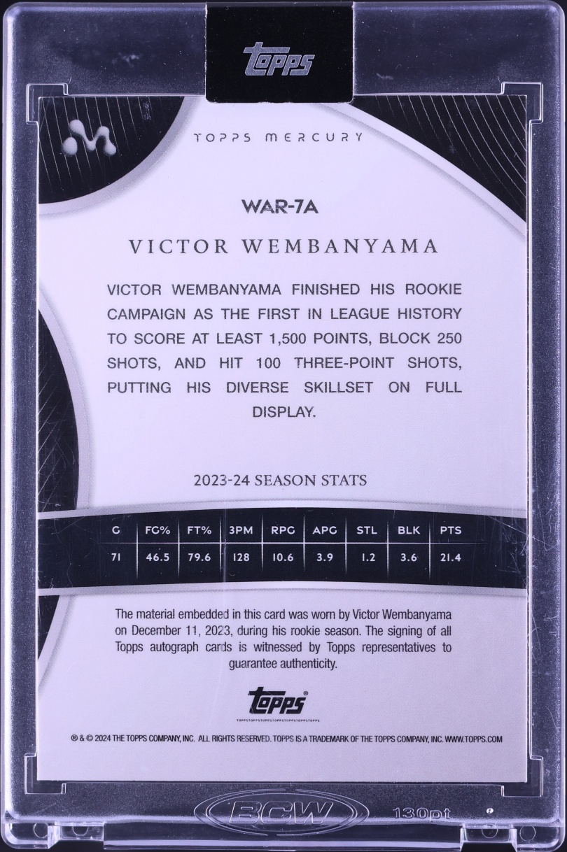 2023 Topps Mercury Victor Wembanyama ROOKIE PATCH AUTO /99 #WAR-7A