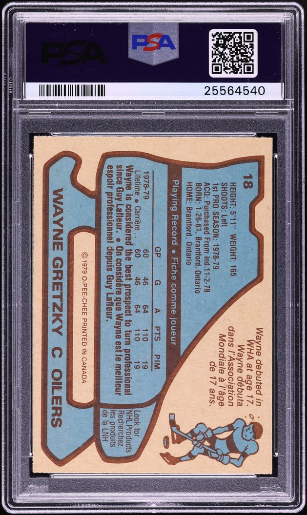 1979 O-Pee-Chee Hockey Wayne Gretzky ROOKIE #18 PSA 9 MINT