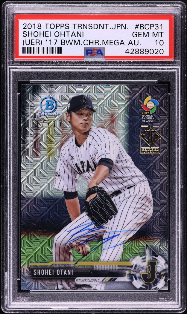 2018 Topps Transcendent Japan '17 Bowman Chrome Mega Box Shohei Ohtani ROOKIE AUTO /17 PSA 10