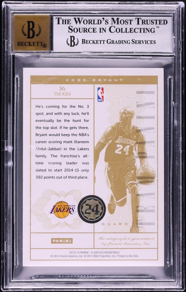 2013 Panini Flawless Team Panini Platinum Kobe Bryant AUTO 1/1 #9 BGS 8.5 NM-MT+