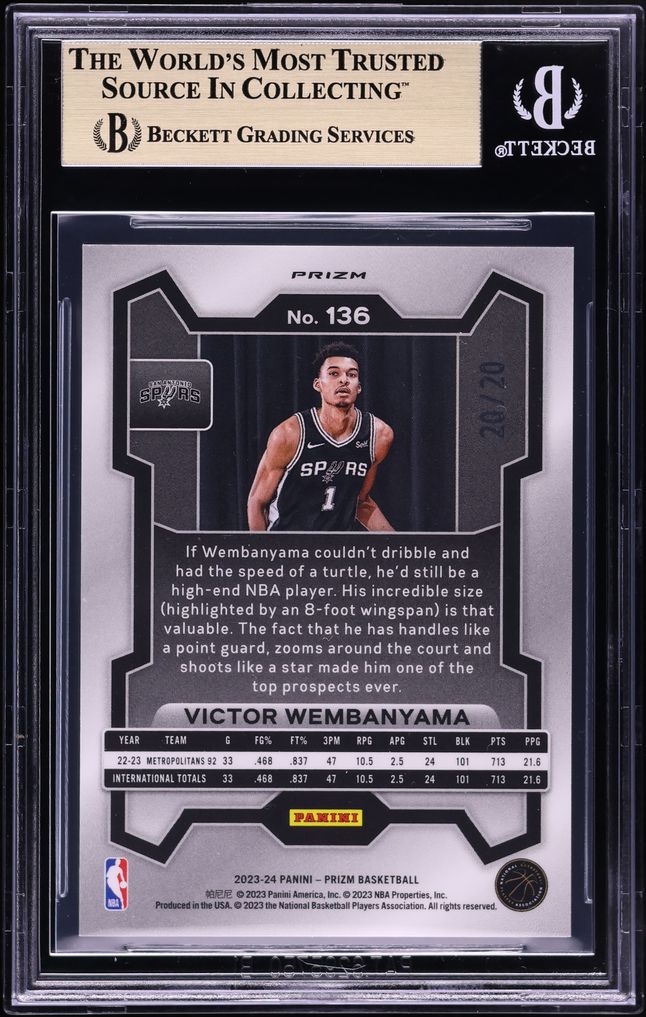 2023 Panini Prizm Fast Break Bronze Victor Wembanyama ROOKIE 20/20 #136 BGS 9.5 GEM MINT