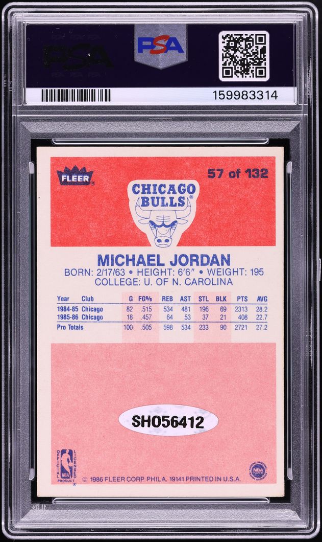 1986 Fleer Basketball Michael Jordan ROOKIE AUTO DNA 9 #57 PSA ALTERED AUTH