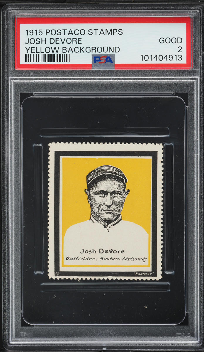 1915 Postaco Stamps Josh Devore YELLOW BACKGROUND PSA 2 GD