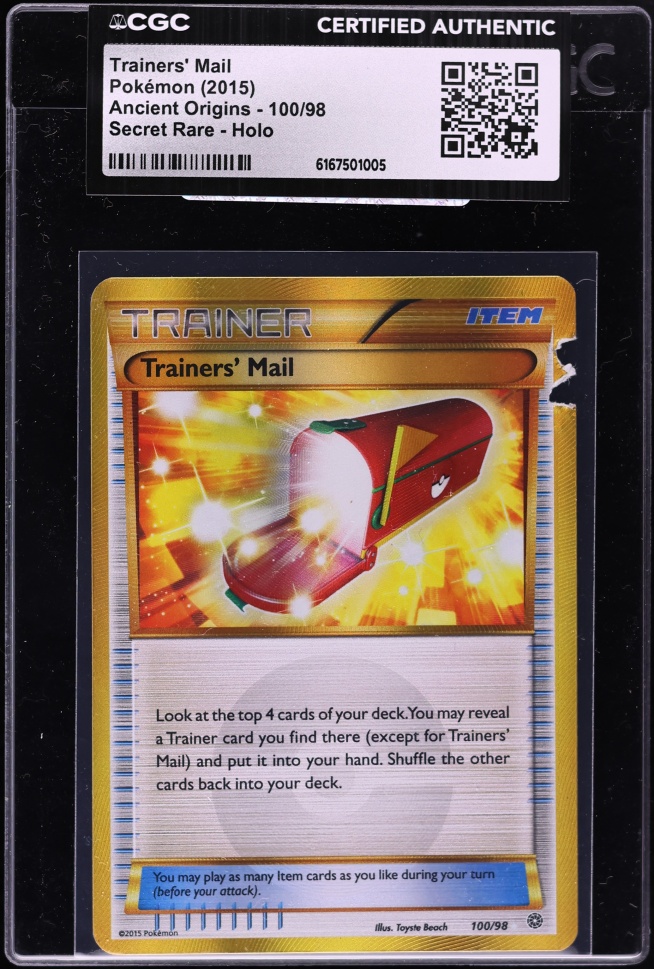 2015 Pokemon XY Ancient Origins Gold Rare Trainers' Mail #100 CGC AUTH