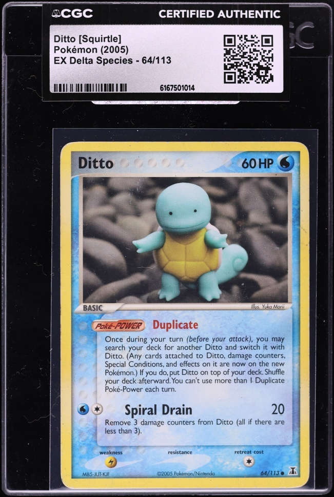 2005 Pokemon EX Delta Species Ditto Squirtle #64 CGC AUTH