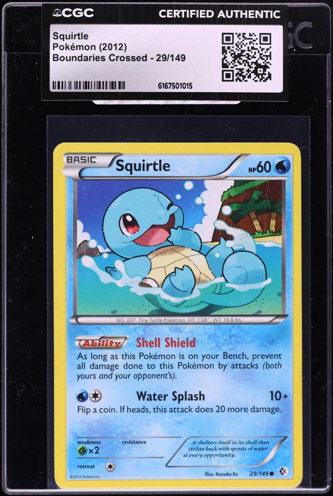 2012 Pokemon Black & White Boundaries Crossed Squirtle #29 CGC AUTH