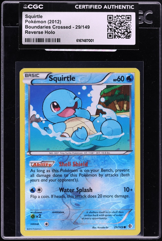 2012 Pokemon Black & White Boundaries Crossed Reverse Holo Squirtle #29 CGC AUTH