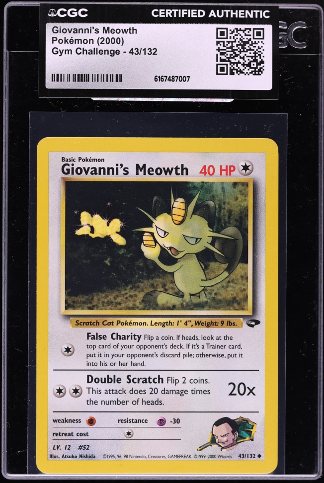 2000 Pokemon Gym Challenge Giovanni's Meowth #43 CGC AUTH