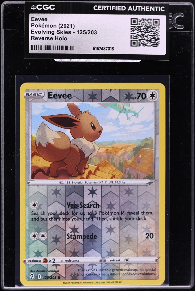 2021 Pokemon Sword & Shield Evolving Skies Reverse Holo Eevee #125 CGC AUTH