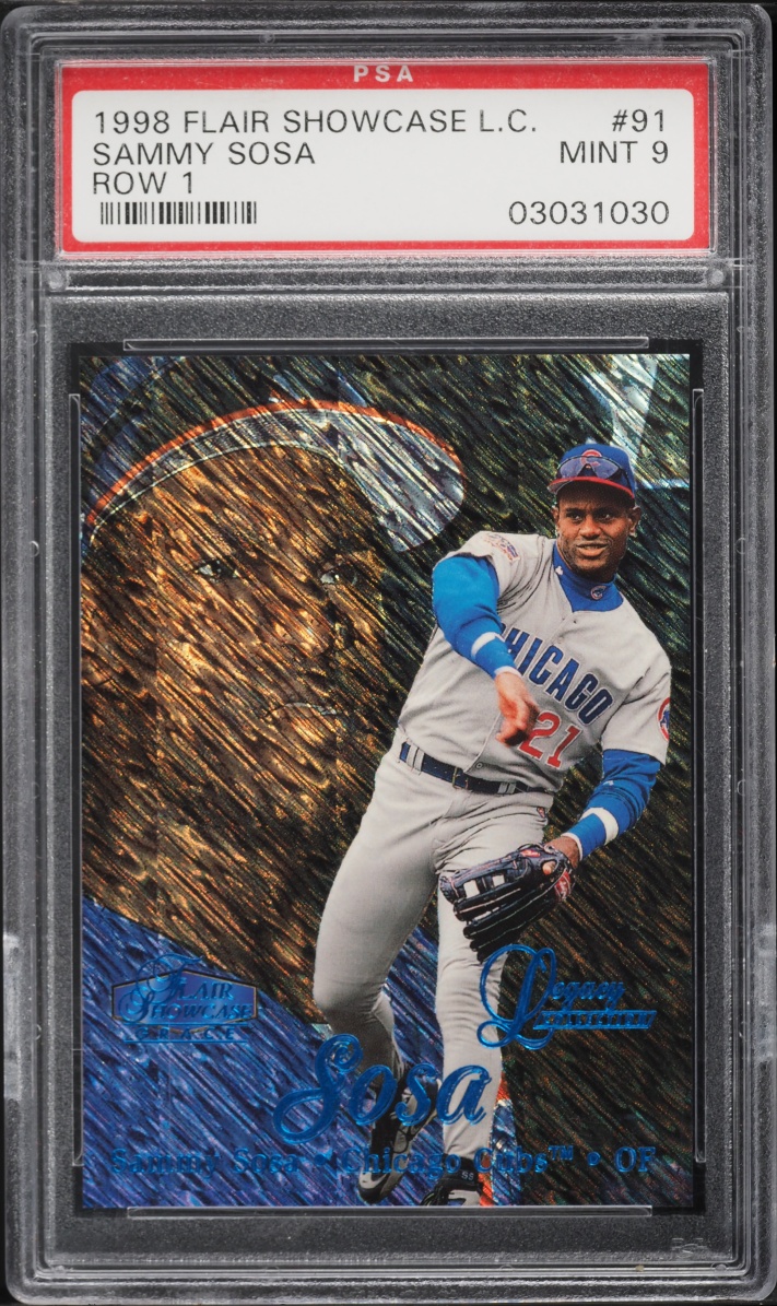 1998 Flair Showcase Legacy Collection Row 1 Sammy Sosa /100 #91 PSA 9 MINT