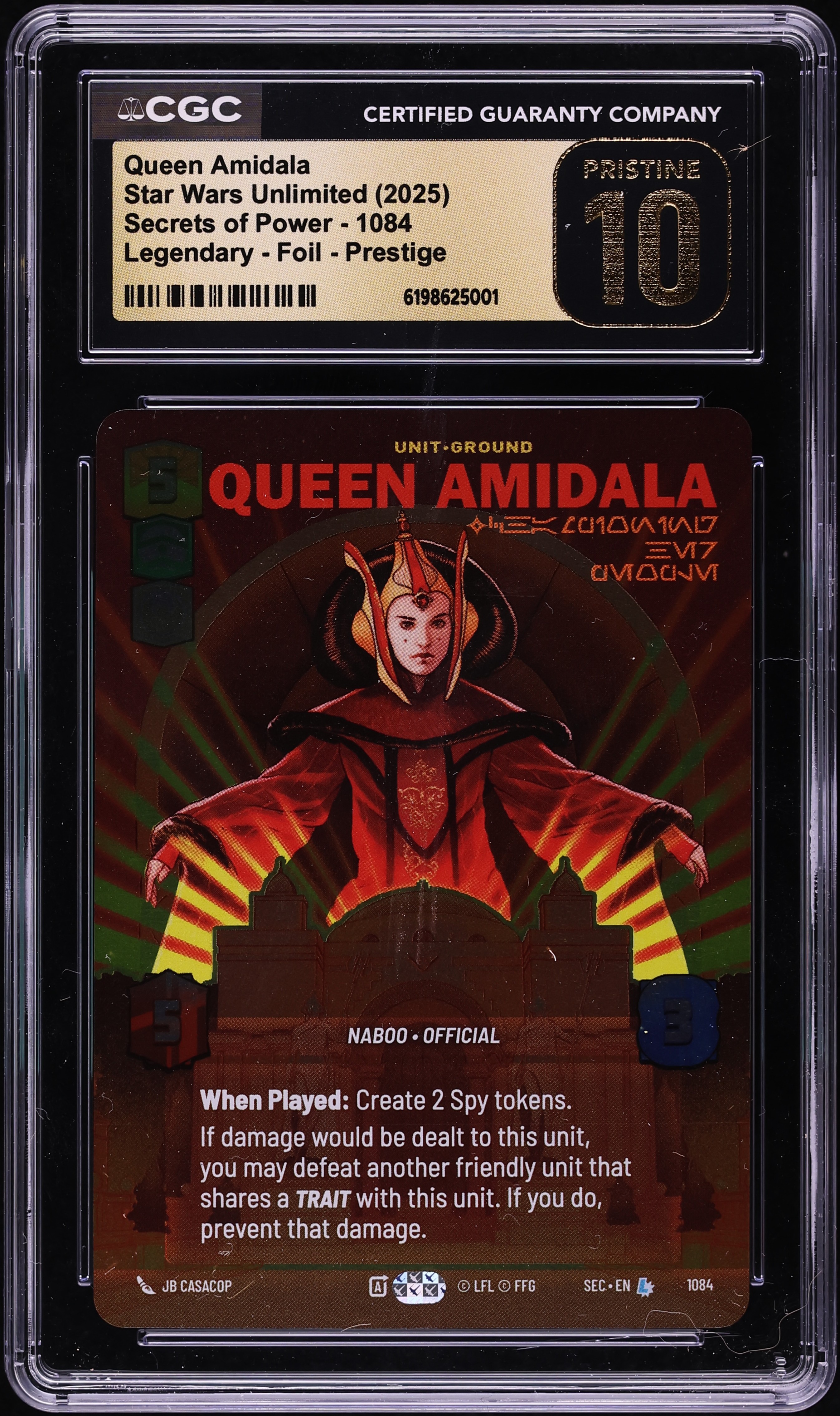 2025 Star Wars Unlimited Secrets Of Power Foil Prestige Queen Amidala #1084 CGC 10 PRISTINE