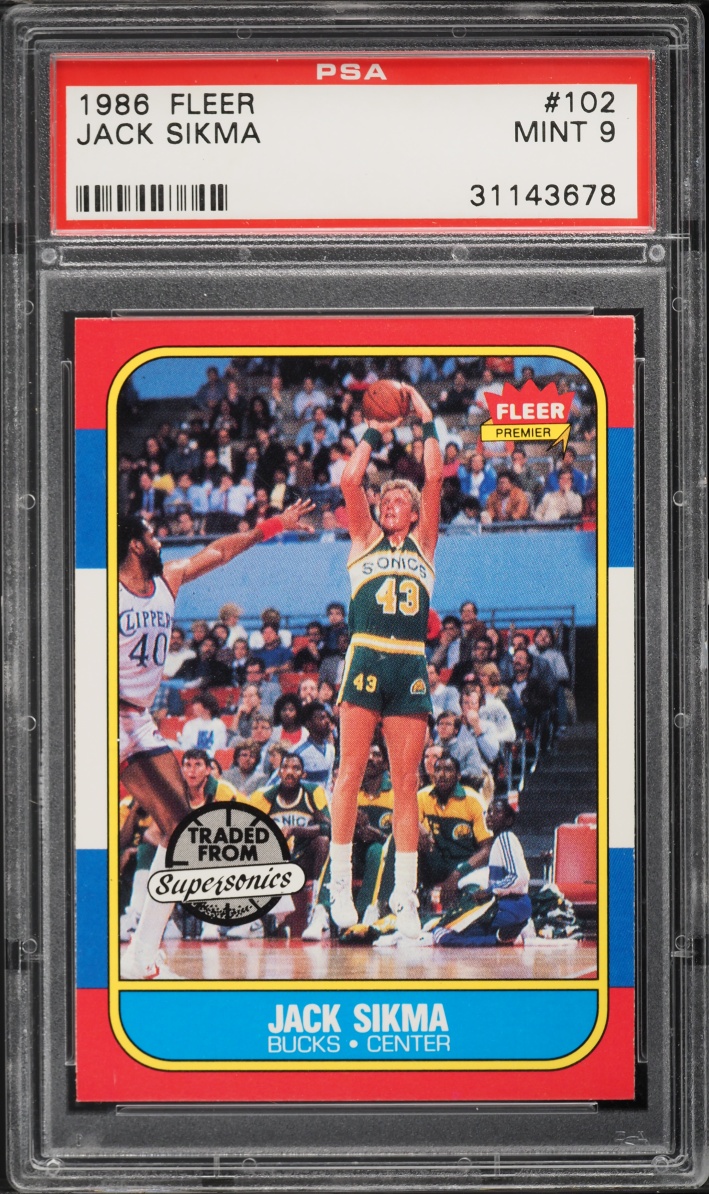 1986 Fleer Basketball Jack Sikma #102 PSA 9 MINT
