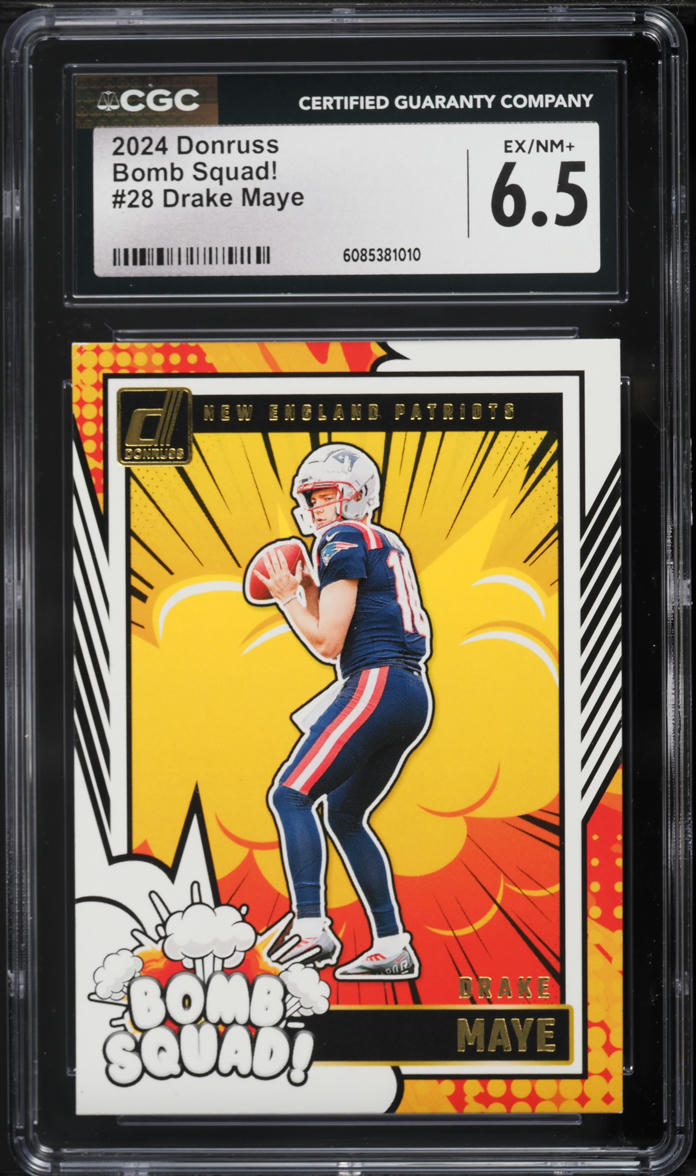 2024 Donruss Bomb Squad! Drake Maye ROOKIE #28 CGC 6.5 EXMT+