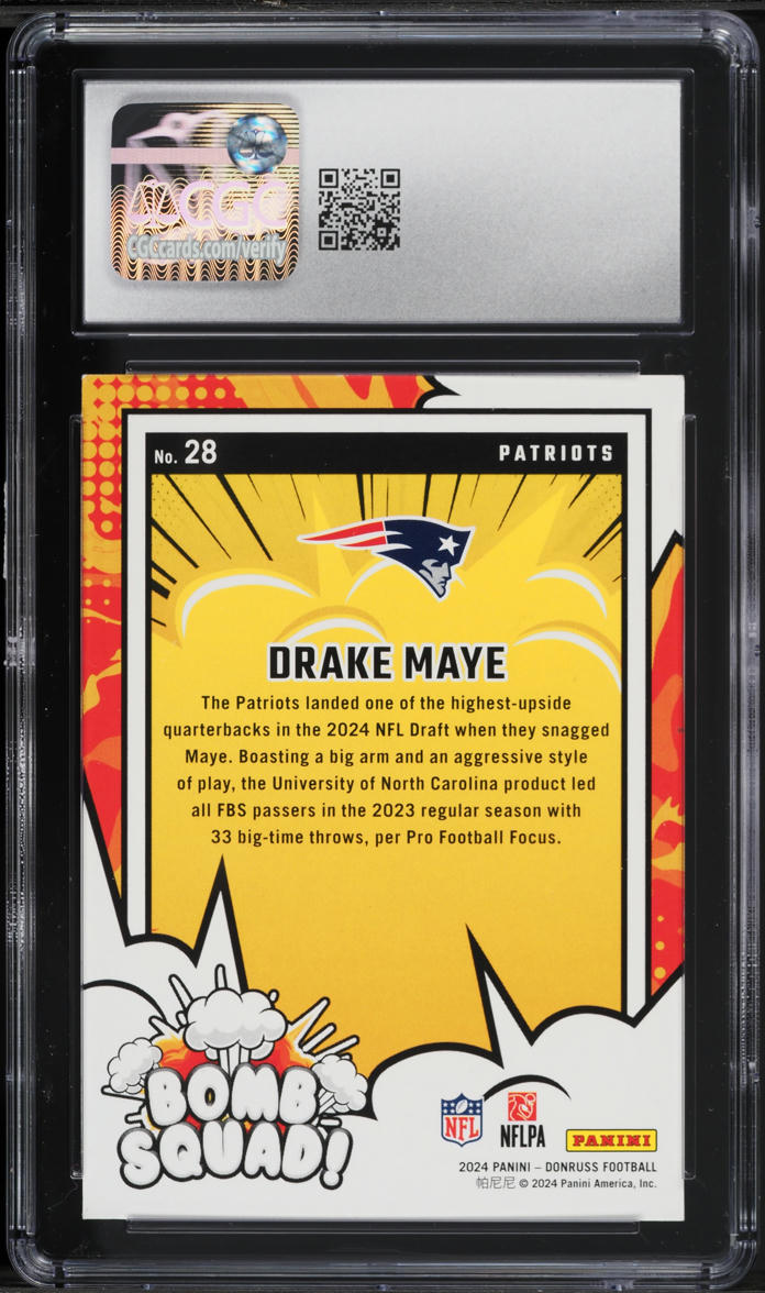 2024 Donruss Bomb Squad! Drake Maye ROOKIE #28 CGC 6.5 EXMT+