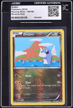 2015 Pokemon XY Roaring Skies Reverse Holo Dratini #49 CGC AUTH