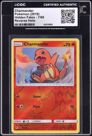 2019 Pokemon Sun & Moon Hidden Fates Reverse Holo Charmander #7 CGC AUTH