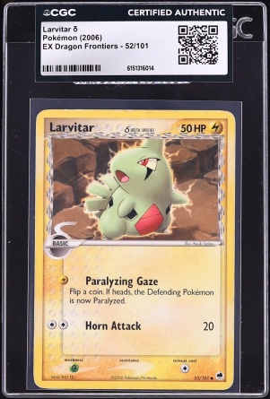 2006 Pokemon Ex Dragon Frontiers Larvitar #52 CGC AUTH