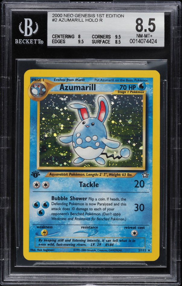 2000 Pokemon Neo Genesis 1st Edition Holo Azumarill #2 BGS 8.5 NM-MT+