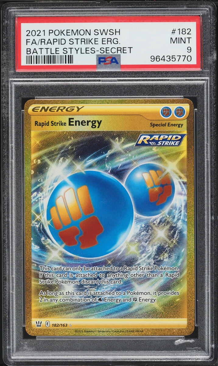 2021 Pokemon Sword & Shield Battle Styles Full Art Rapid Strike Energy #182 PSA 9 MINT