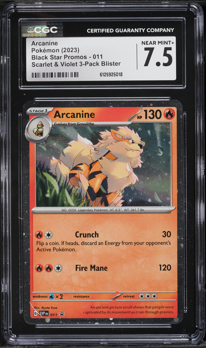 2023 Pokemon Scarlet & Violet Promo 3-Pack Blister Holo Arcanine #11 CGC 7.5 NRMT+