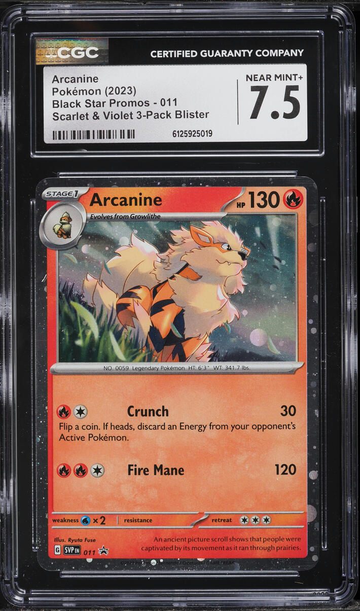 2023 Pokemon Scarlet & Violet Promo 3-Pack Blister Holo Arcanine #11 CGC 7.5 NRMT+
