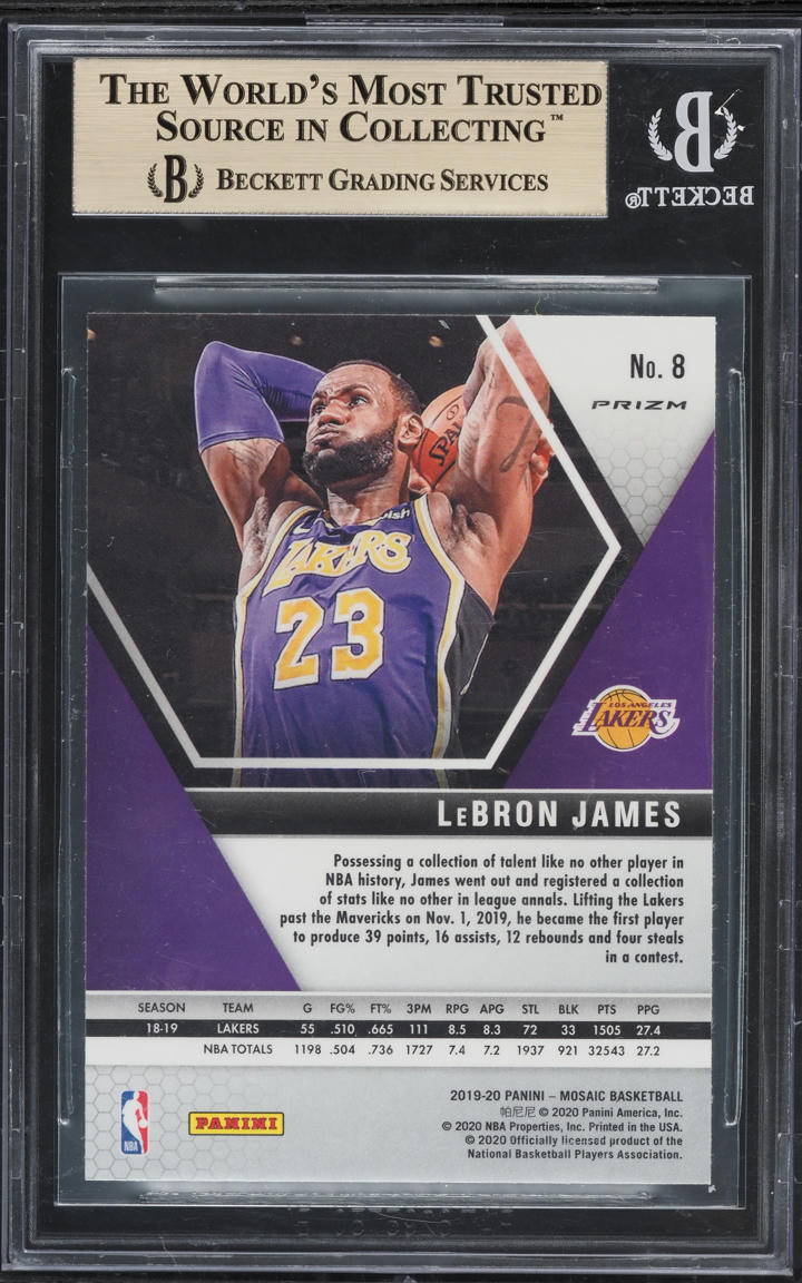 2019 Panini Mosaic Blue Reactive LeBron James #8 BGS 9.5 GEM MINT