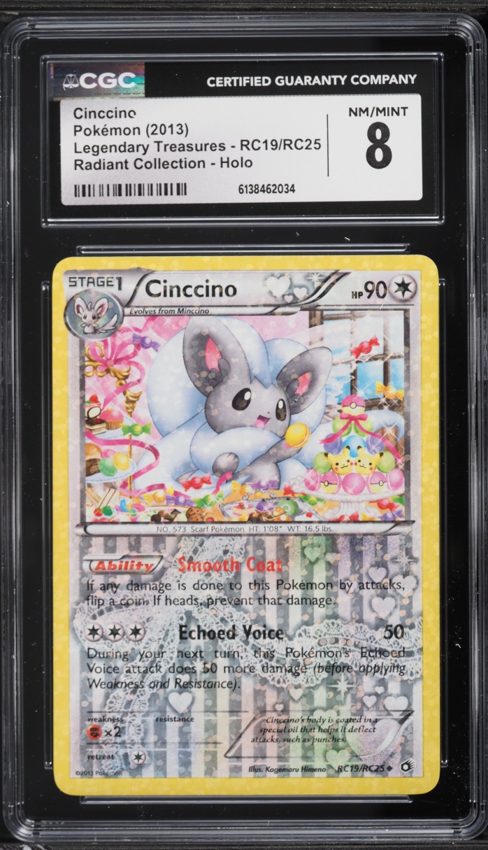 2013 Pokemon BW Legendary Treasures Radiant Collection Holo Cinccino #RC19 CGC 8 NM-MT
