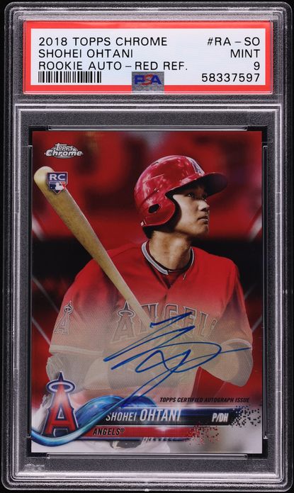 2018 Topps Chrome Red Refractor Shohei Ohtani ROOKIE AUTO /5 #RA-SO PSA 9 MINT