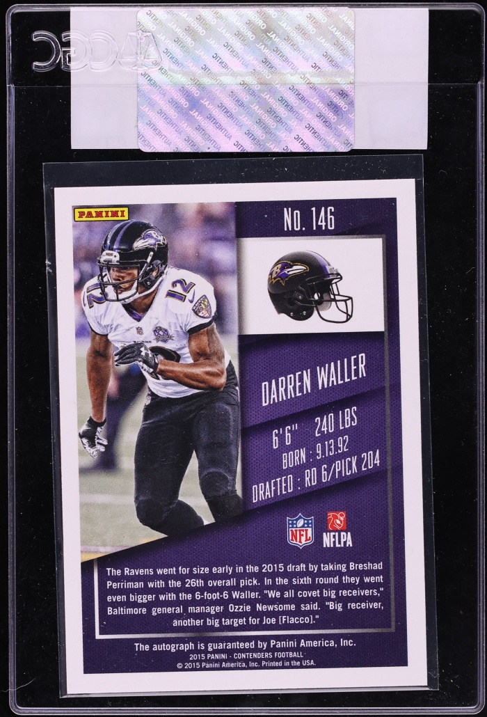 2015 Panini Contenders Darren Waller ROOKIE AUTO #146 CGC AUTH