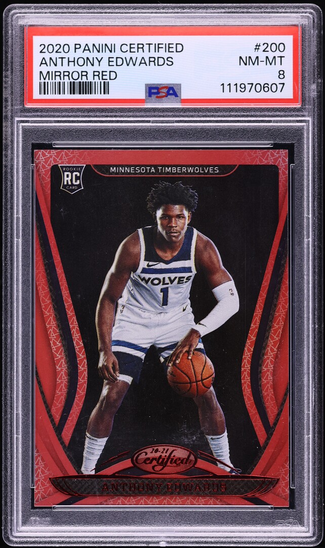 2020 Panini Certified Mirror Red Anthony Edwards ROOKIE #200 PSA 8 NM-MT