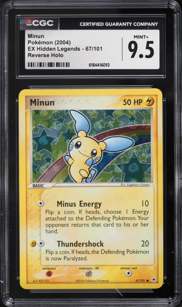 2004 Pokemon EX Hidden Legends Reverse Holo Minun #67 CGC 9.5 MINT+