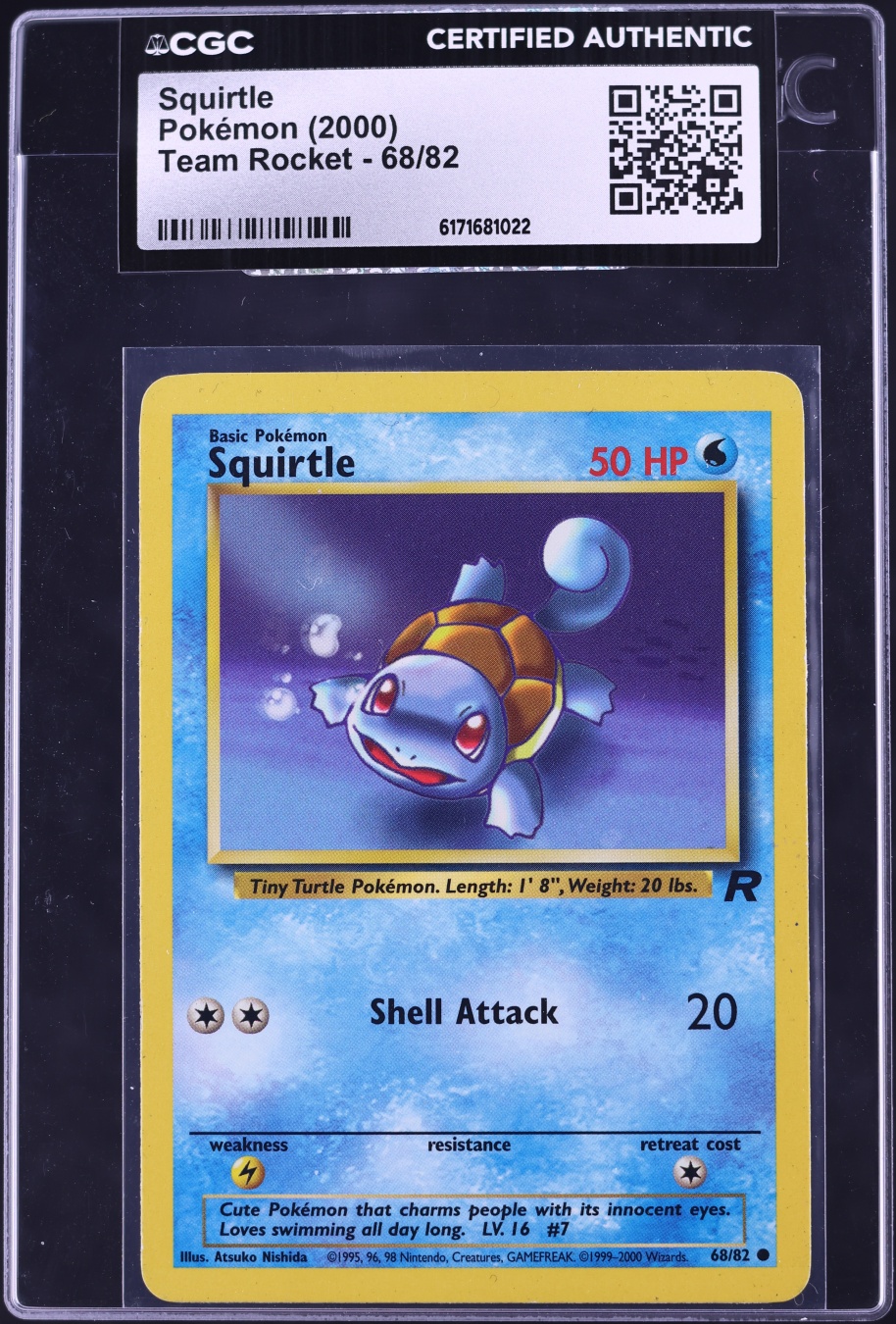 2000 Pokemon Team Rocket Squirtle #68 CGC AUTH