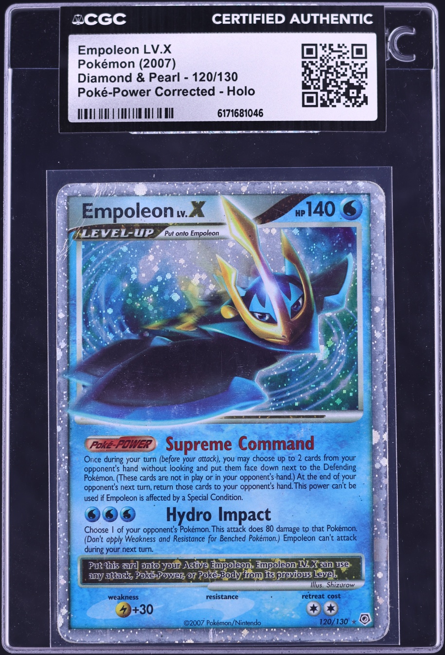 2007 Pokemon Diamond & Pearl Poke-Power Corrected Holo Empoleon LV.X #120 CGC AUTH