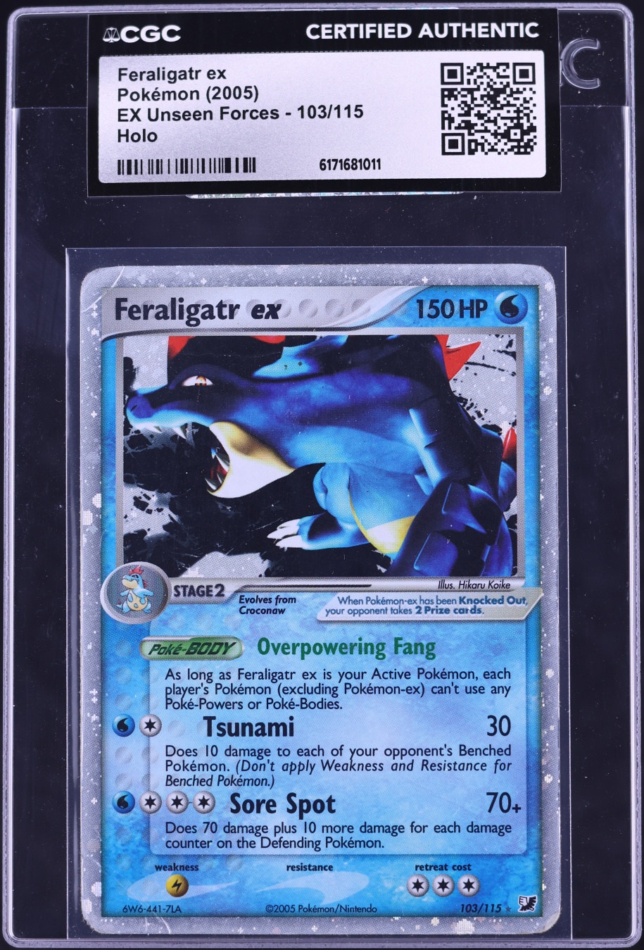 2005 Pokemon EX Unseen Forces Holo Feraligatr ex #103 CGC AUTH