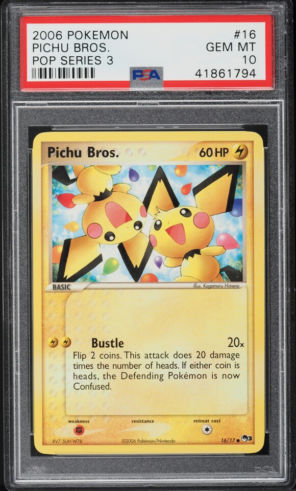 2006 Pokemon Pop Series 3 Pichu Bros #16 PSA 10 GEM MINT