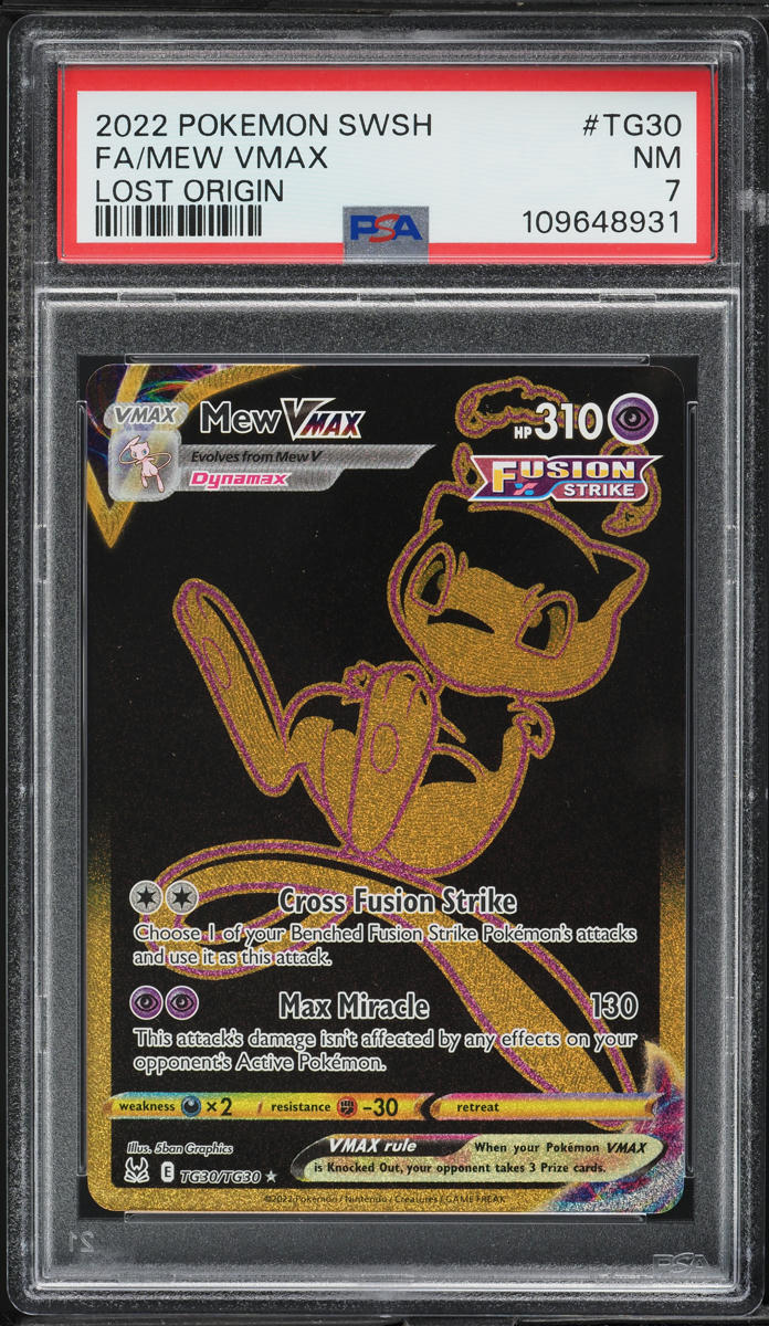 2022 Pokemon Sword & Shield Lost Origin Full Art Mew VMAX #TG30 PSA 7 NRMT - Main Image