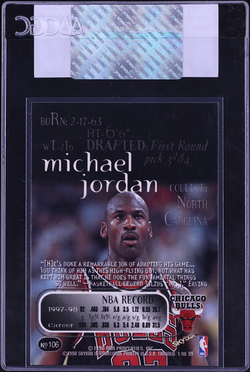 1998 Skybox Thunder Michael Jordan #106 CGC AUTH
