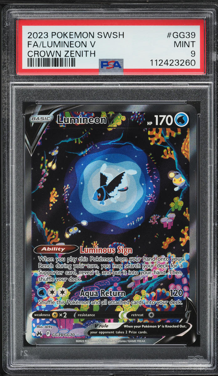 2023 Pokemon SWSH Crown Zenith Full Art Lumineon V #GG39 PSA 9 MINT - Main Image