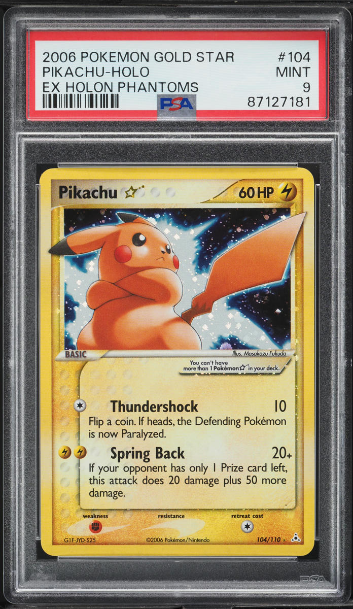 2006 Pokemon EX Holon Phantoms Holo Pikachu Gold Star #104 PSA 9 MINT