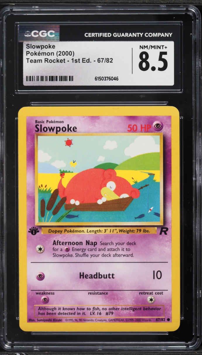 2000 Pokemon Team Rocket 1st Edition Slowpoke #67 CGC 8.5 NM-MT+