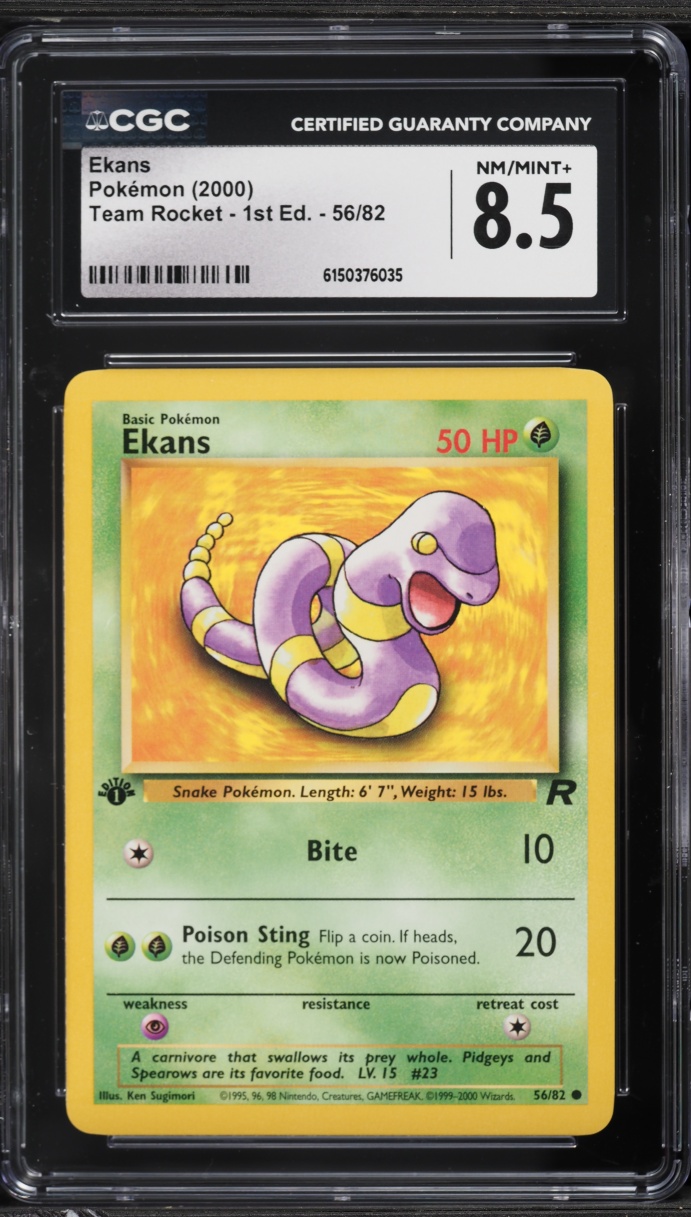 2000 Pokemon Team Rocket 1st Edition Ekans #56 CGC 8.5 NM-MT+