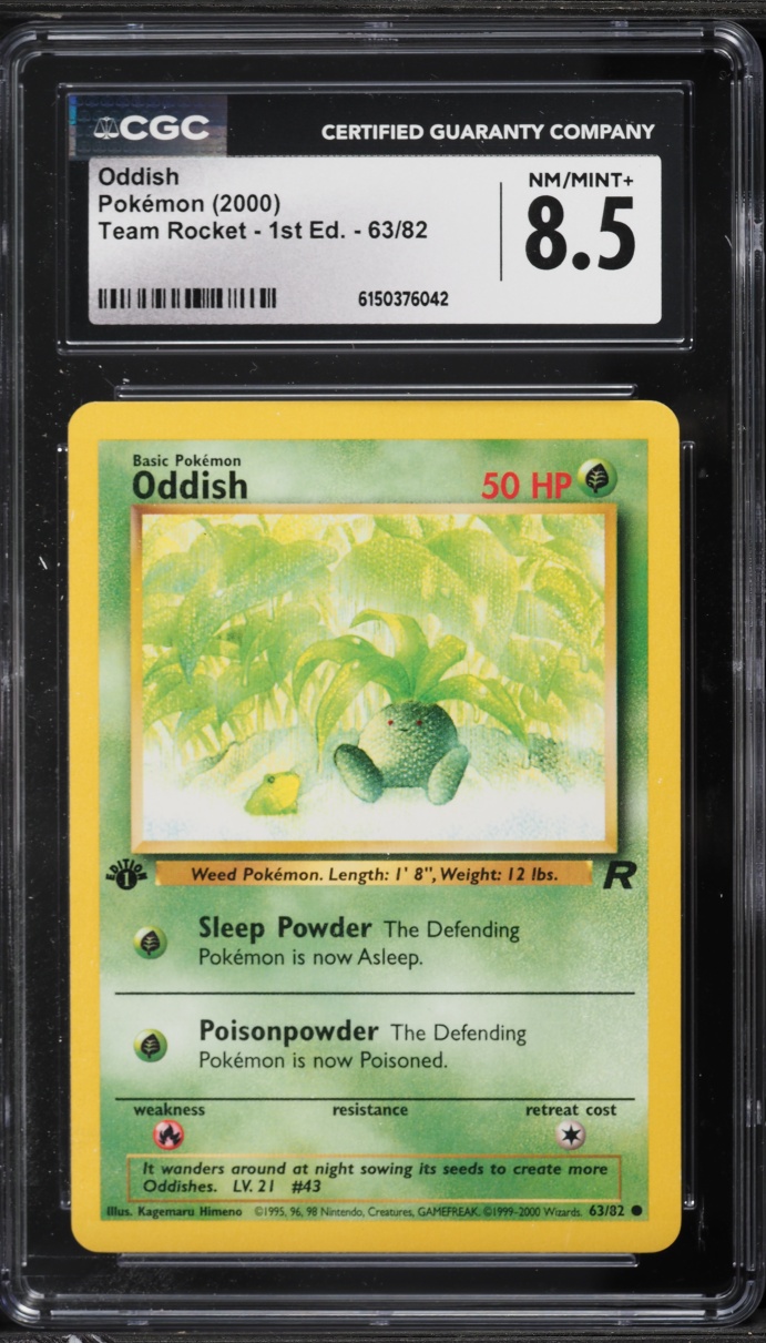 2000 Pokemon Team Rocket 1st Edition Oddish #63 CGC 8.5 NM-MT+