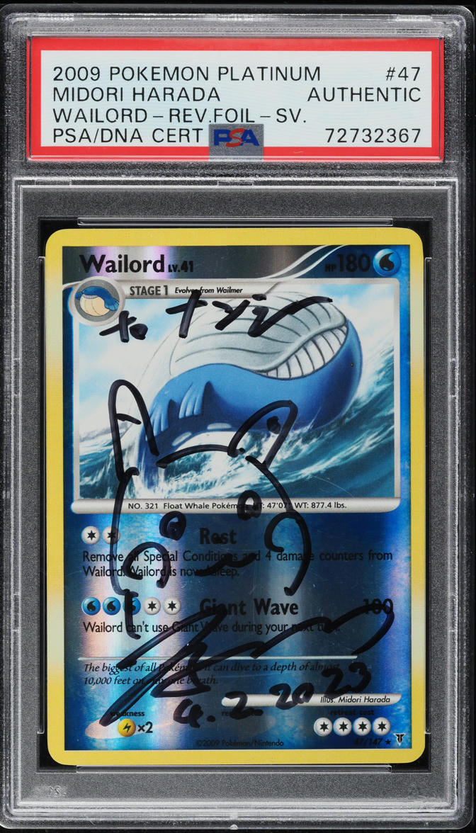 2009 Pokemon Platinum Supreme Victors Reverse Holo Wailord AUTO #47 PSA/DNA AUTH