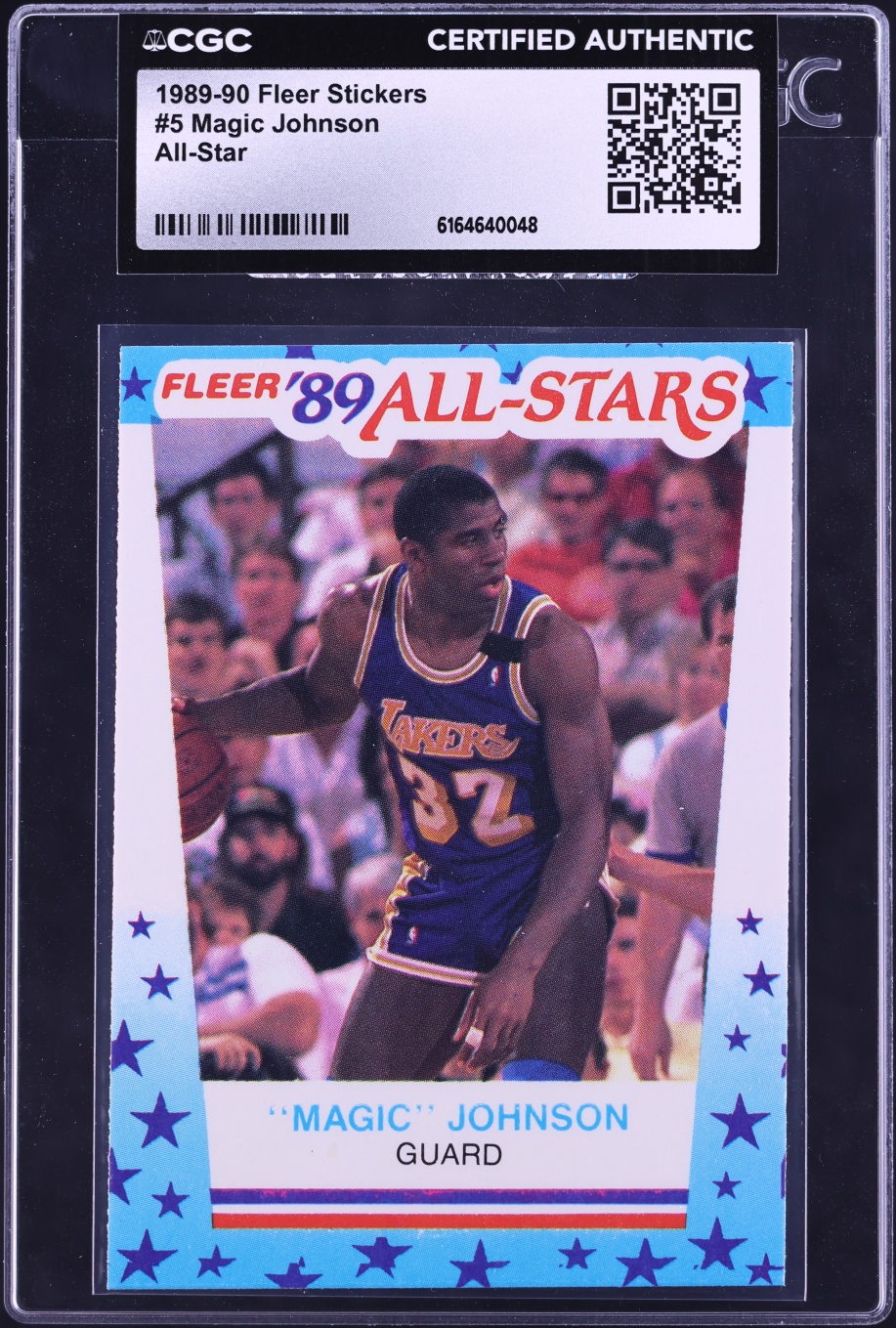 1989 Fleer Stickers Magic Johnson ALL-STAR #5 CGC AUTH